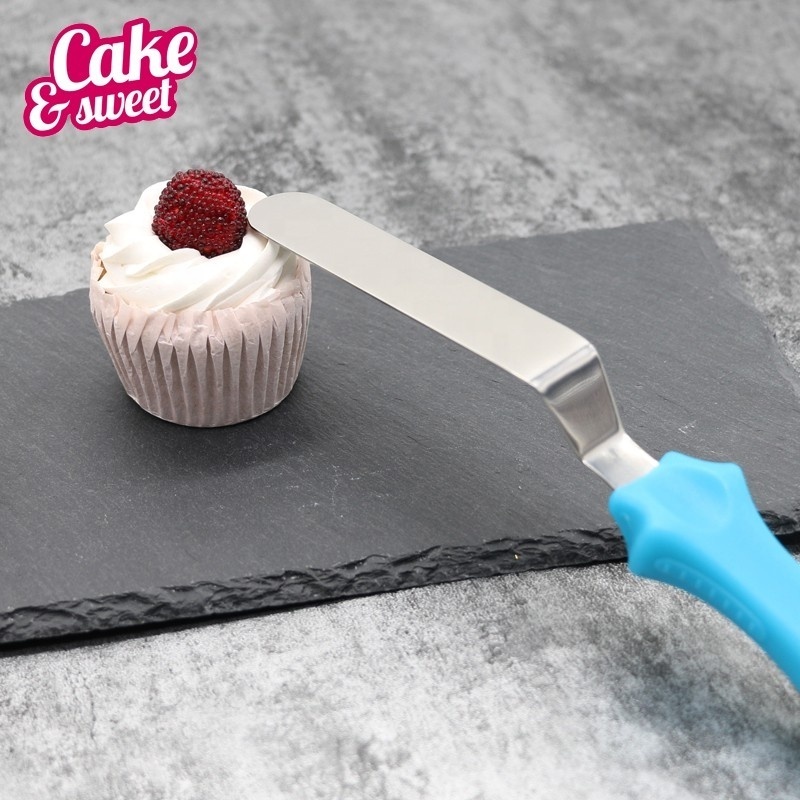 Custom kitchen baking tools 3 piece stainless steel scraper decorating icing butter cream cake spatula set