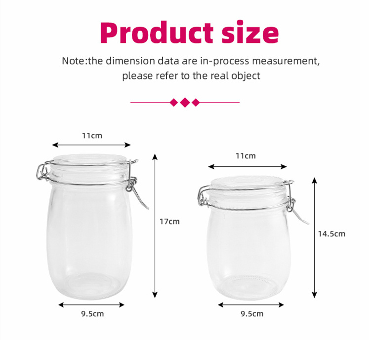 750ML stainless steel buckle saftey sealed container snack nut tea cereals spice storage large wide mouth glass jars