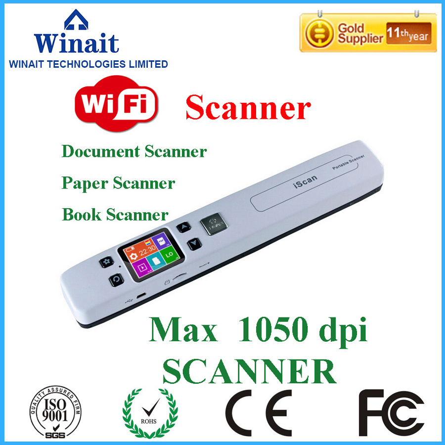 Winait portable wireless book scanner with wifi and color display