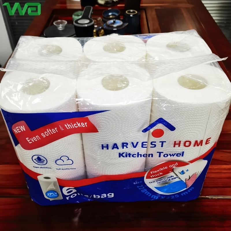 Disposable Extra Absorbent Virgin Wood Pulp Commercial Towel Roll Kitchen Paper With Nice Pattern Emboss