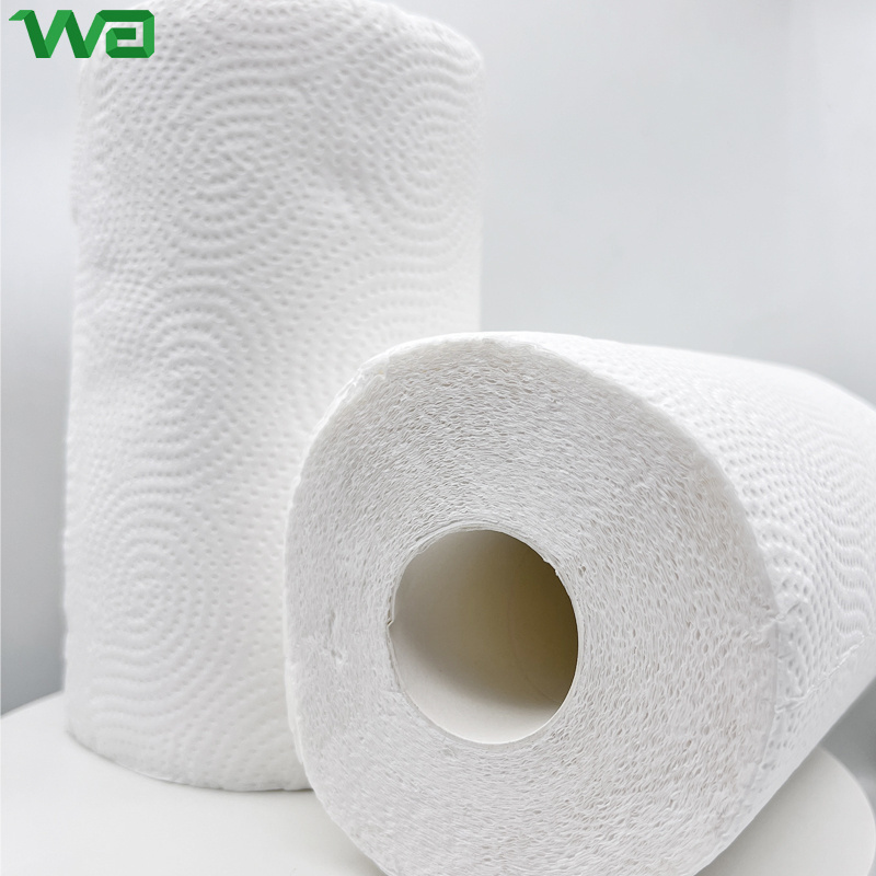 Disposable Extra Absorbent Virgin Wood Pulp Commercial Towel Roll Kitchen Paper With Nice Pattern Emboss