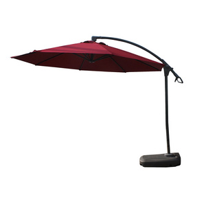 Mefo Garden White Red 10ft Aluminum Cantilever Patio Umbrella For Beach Or Hotel Restaurant