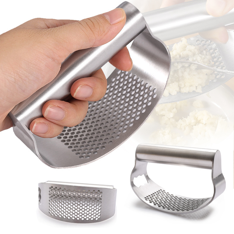 Kitchen Gadgets Manual Stainless Steel Garlic Chopper Crusher Handheld Mini Garlic Press