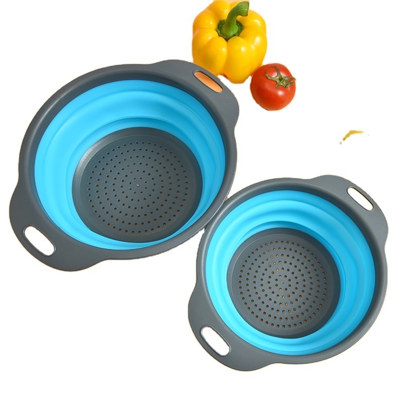 2pcs/set Multi-functional Foldable Filter Kitchen Accessories Collapsible Round Drain Basket