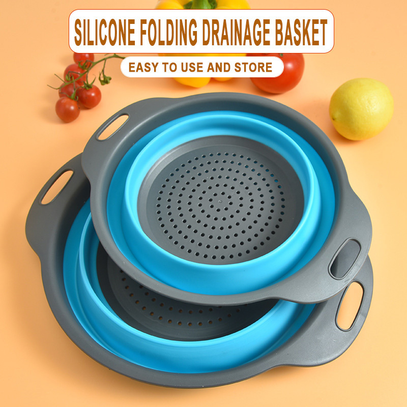 2pcs/set Multi-functional Foldable Filter Kitchen Accessories Collapsible Round Drain Basket