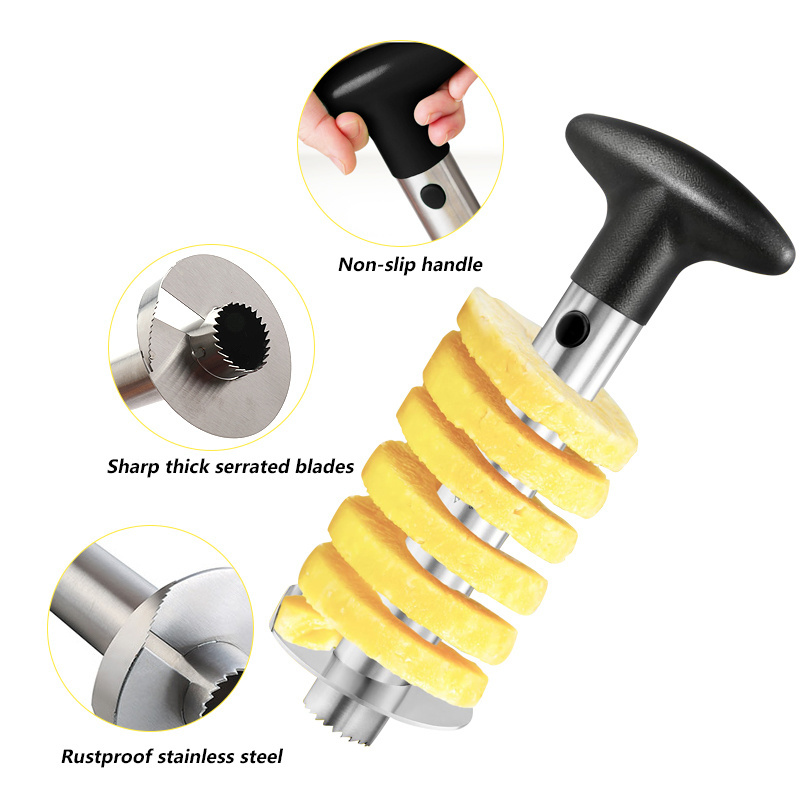 Stainless Steel Pineapple Peeler Kitchen Gadgets Fruit Tools Manual Pineapple Corer Cutter Slicer