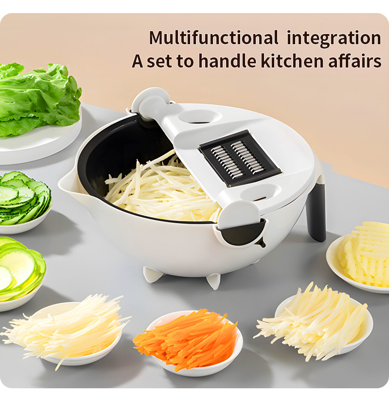 9 in 1 multifunctional kitchen slicer fruit chopper manual vegetable cutter with drain basket