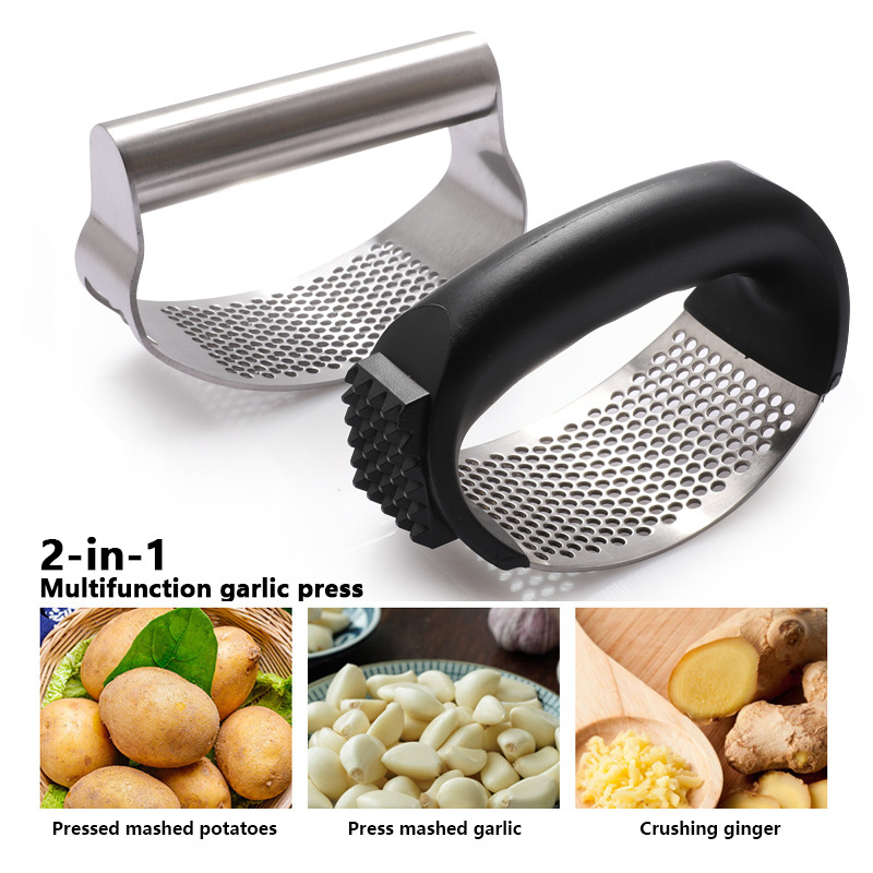 Kitchen Gadgets Manual Stainless Steel Garlic Chopper Crusher Handheld Mini Garlic Press