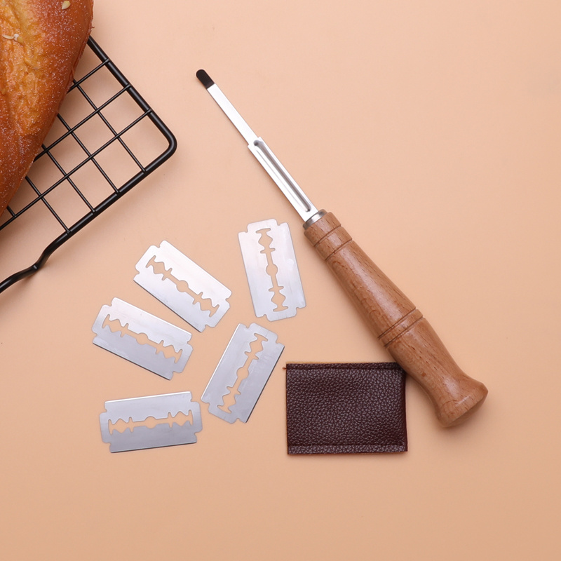 304 Stainless Steel Bread Baking Tools Hand Crafted Bread Lame Dough Scoring Knife with Leather Cover