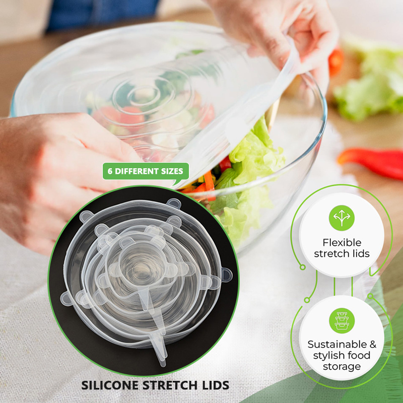 Flexible Round Silicone Bowl Covers Reusable Stretch and Seal Lids for Food Storage