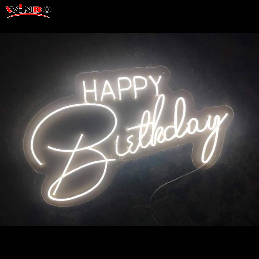 Drop shipping Wall Decor Custom Made Neon Sign Letter Happy Birthday Light LED Neon Hang Sign Lights Signs For Decoration