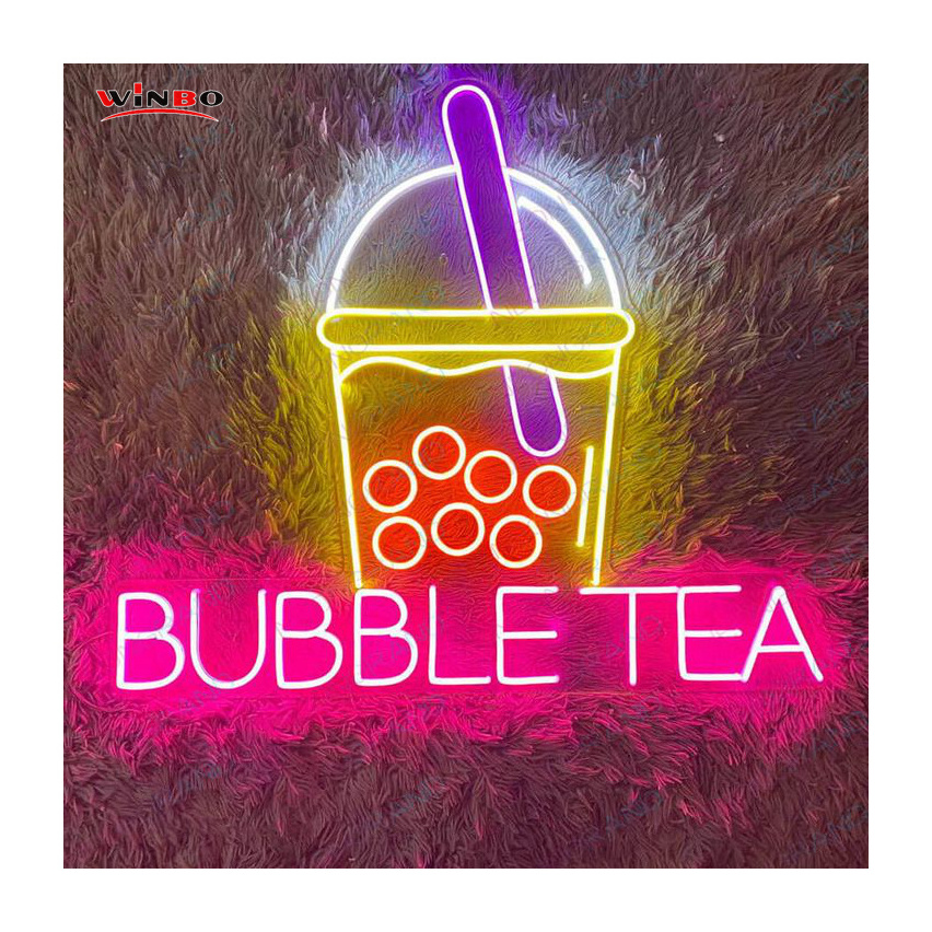 Winbo Dropshipping Wholesale custom neon sign led Wedding Party Decoration shop neon sign Custom bubble tea neon sign