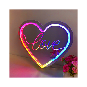 Winbo Personalized Neon Light Wavy Dreamcolor Vanity Mirror with Led Lights For Bedroom Party Decor Wall Mounted Neon Mirror