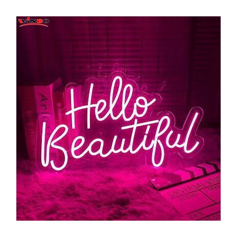 Winbo Dropshipping Custom LED light neon sign Room Home Decoration Free Design Hello Beautiful Neon Sign