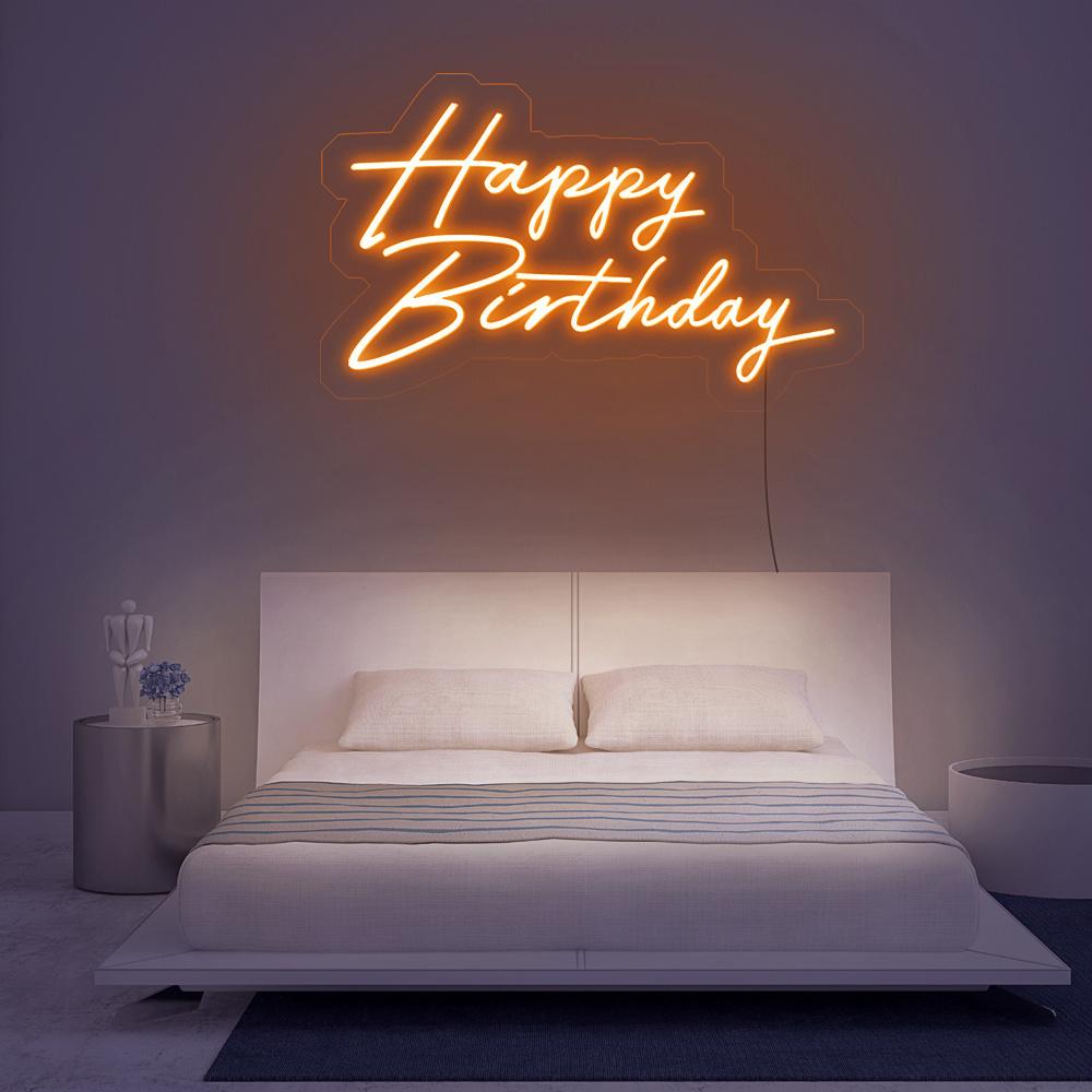 Wholesale Led Light Logo Happy Birthday Neon Sign Custom Made NO MOQ Dropshipping Neon Sign for Bar Party Wedding Home Decor