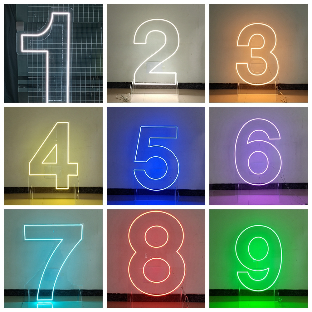 WinBo Free Shipping 2ft3ft 4ft 0-9 A-Z large led letter number Light Free Design Acrylic Light Up RGB Neon Number Sign for Party