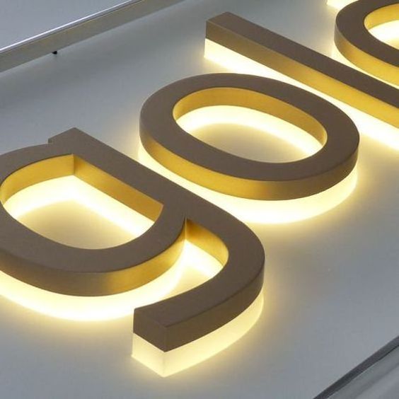 Winbo metal wall letters gold 3d stainless steel signs small alphabet letters logo business Backlit sign Channel Letter