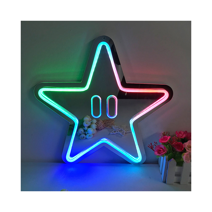 Winbo New Design Cute Vanity Mirror With Lights For Bedroom Bathroom Wall Decorative Mirrors Modern Led Neon Mirror