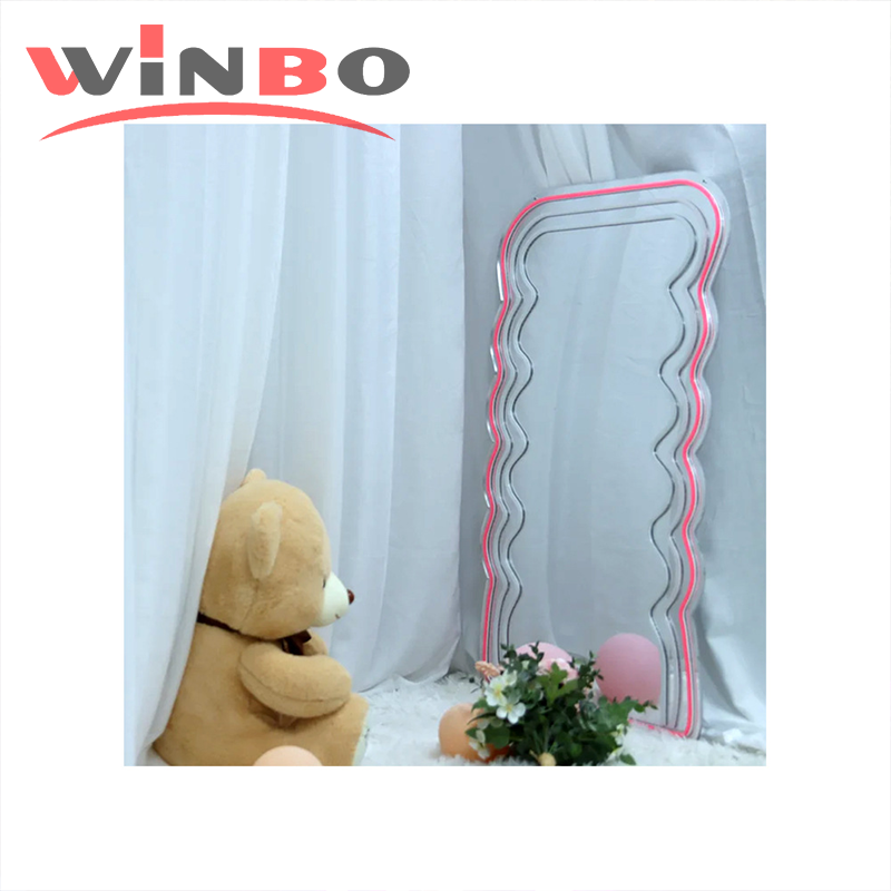 Winbo New Design Cute Vanity Mirror With Lights For Bedroom Bathroom Wall Decorative Mirrors Modern Led Neon Mirror