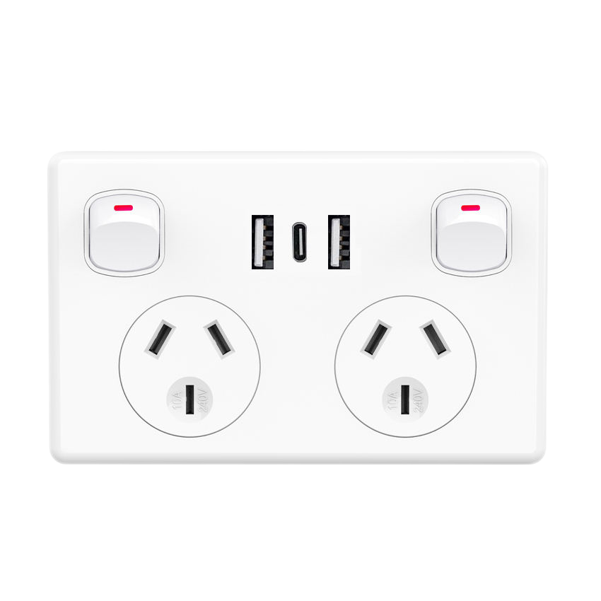 Australia market hot sale wall double pole socket double pole switch 10A electrical wall socket Switch