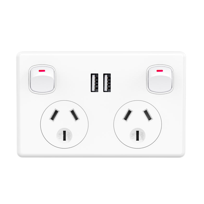 Australian Standard 10A 2 Gang EU Type C switch electric switches and sockets wall box