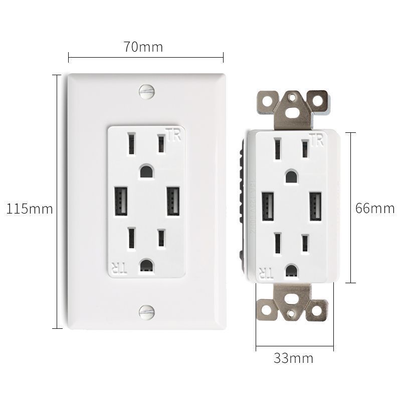 WinBome 250V 20A modern USA wall switch Wall Outlet with USB-C Ports light switch cover Child-Safe Receptacle electric product