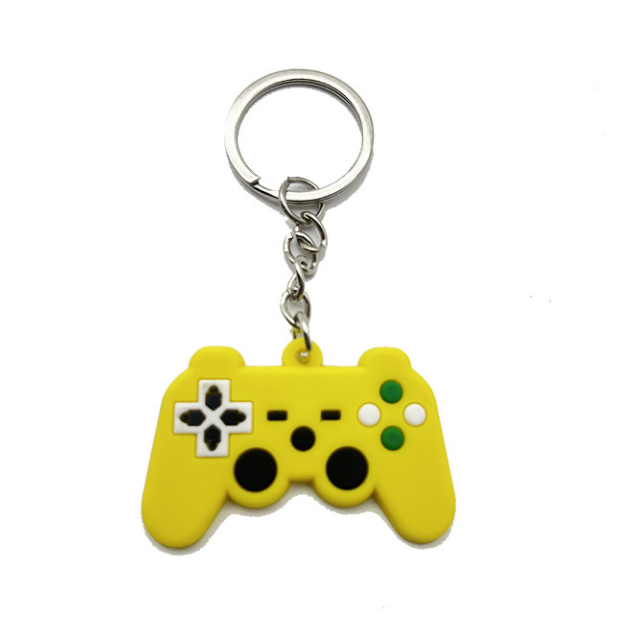 Hot sale stock game handle PVC key chain car parts key ring soft rubber keychain