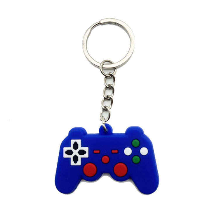 Hot sale stock game handle PVC key chain car parts key ring soft rubber keychain