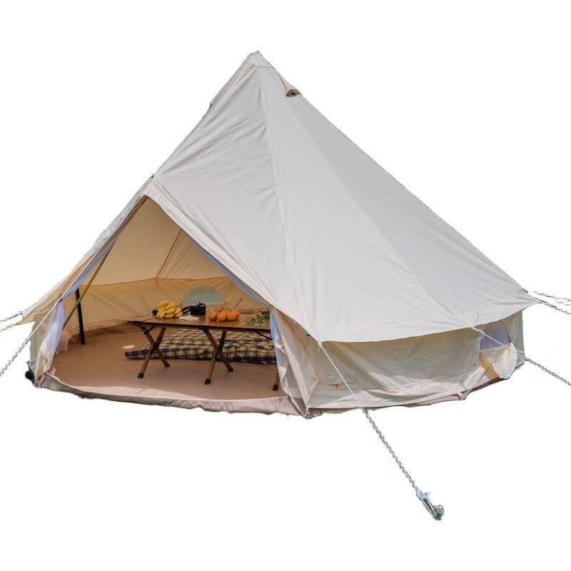 Outdoor Portable Glamping Luxury Camping 280g Canvas Bell Tent in 3M/4M/5M Size With Cover