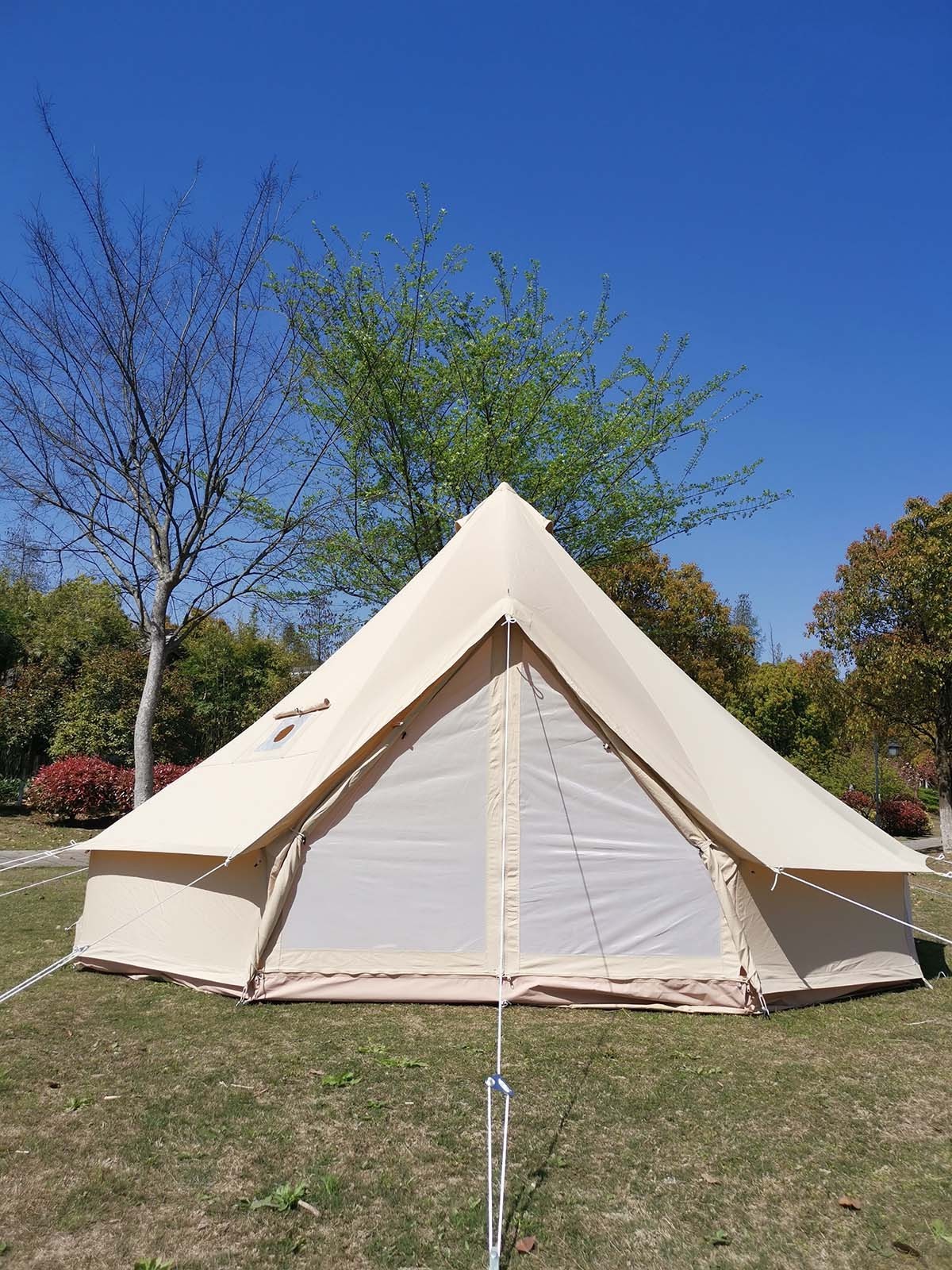 Outdoor Portable Glamping Luxury Camping 280g Canvas Bell Tent in 3M/4M/5M Size With Cover