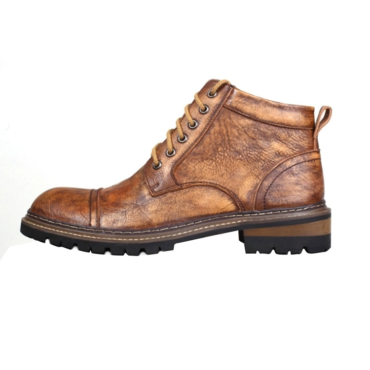 2023 Custom Lace-Up Top Layer Cowhide Men's Casual Genuine Leather Men's Boots Shoes