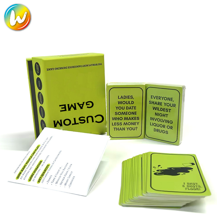 High Quality Printing Custom Party Playing Family Couple Drinking Drunk Card Game for Adults