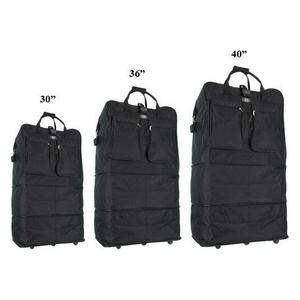 Polyester capacity foldable expandable 30 36 40inch spinner rolling duffel wheel travelling luggage bag