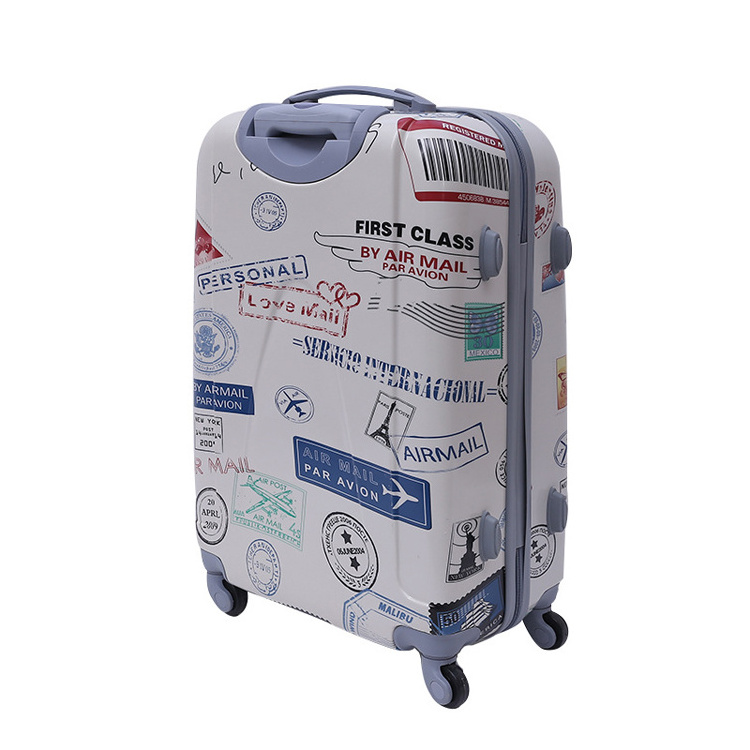 OEM ODM 360 degree spinner 4 wheels combination lock travel suitcase hard print ABS PC 3pcs trolley luggage set