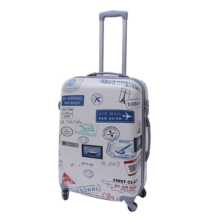 OEM ODM 360 degree spinner 4 wheels combination lock travel suitcase hard print ABS PC 3pcs trolley luggage set