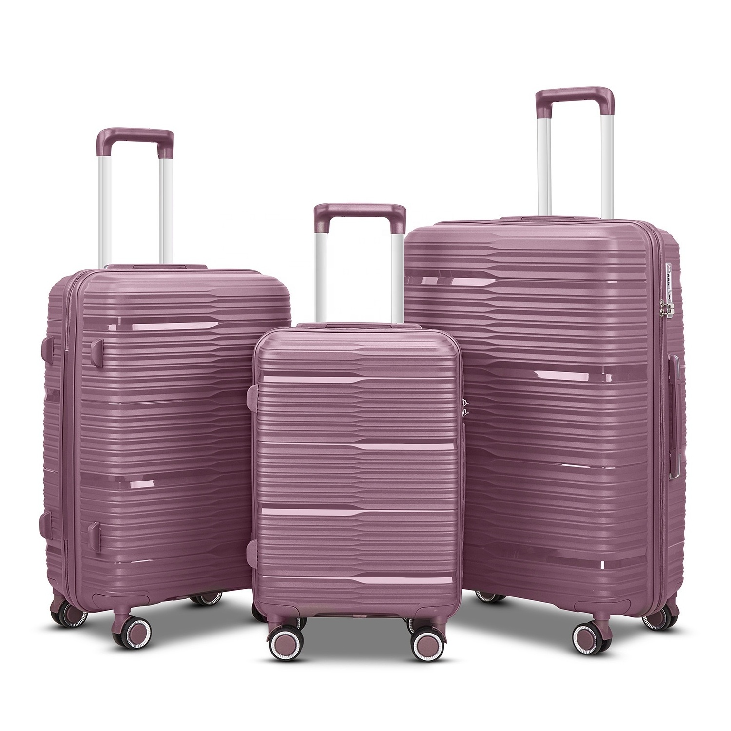 Exclusive Designer Hard Shell PP Trolley Travel Suitcases Luggage 3 Pieces Koffer Sets