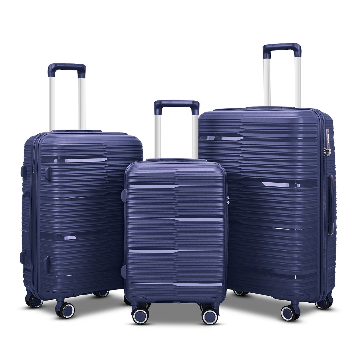 Exclusive Designer Hard Shell PP Trolley Travel Suitcases Luggage 3 Pieces Koffer Sets