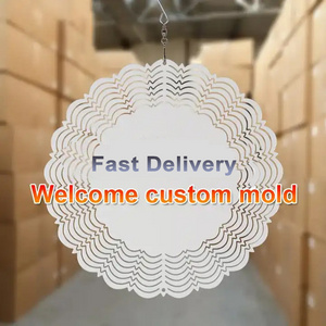 Personalized Hanging Garden Decoration Sublimation Wind Spinner 3D Blank Metal Mandala Wind Chimes Spinners