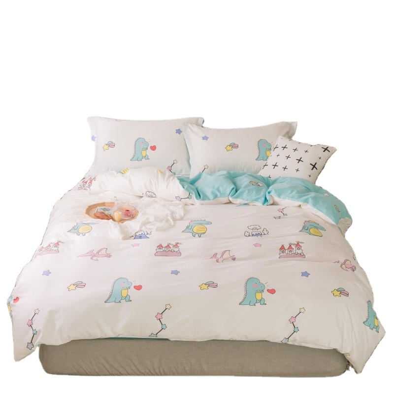 Printed Cartoon Dinosaur Cotton 200 Thread Count Ropa De Camas Duvet Cover Sabanass Bedding Set