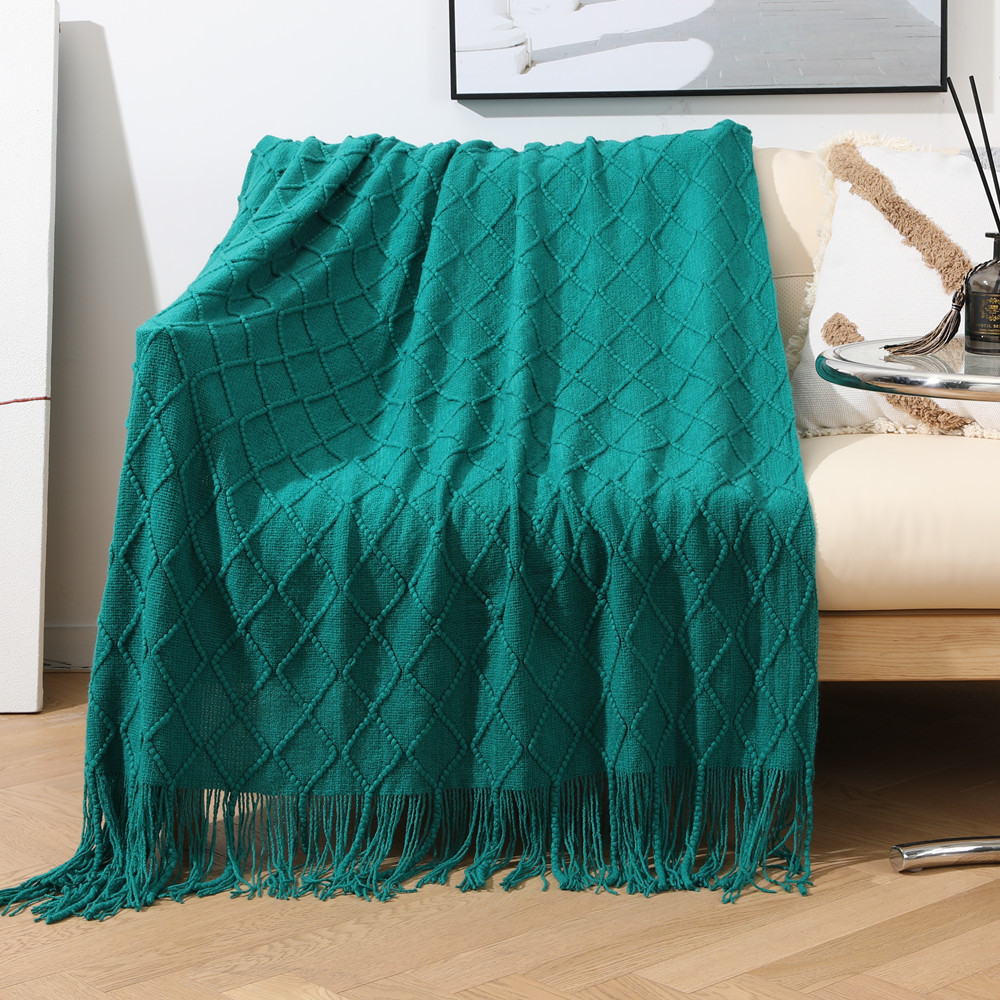 Knitted Faux Wool Throw Blanket for Beds Sofa with Tassel Manta Cobertor Chunky Knit Blanket