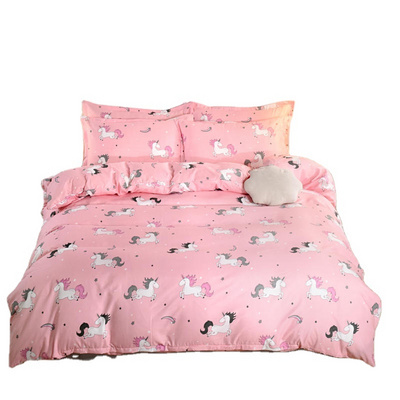 Unicorn Bedding 3 Piece Printing Bedding Set Cartoon Unicorn Pink Cute Duvet Cover for Teens Unicorn Bed Set