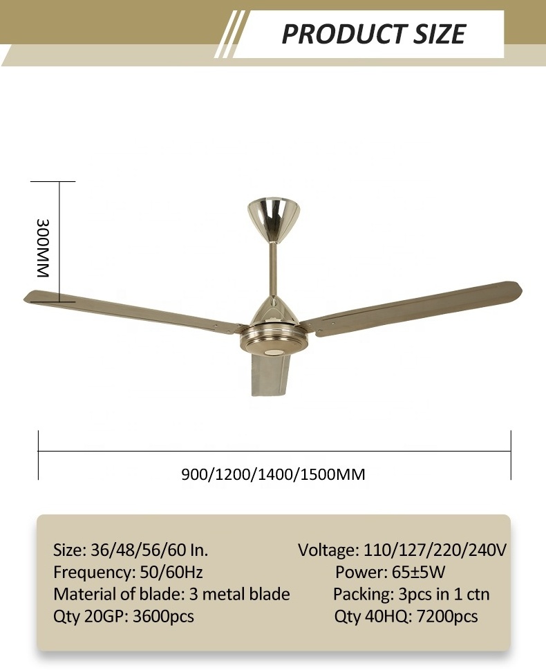 High Quality Fandelier Nickel Silver Design LED Fancy 220V 7 feet metal balde gold color ceiling fan with Light