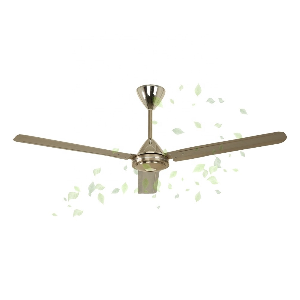 High Quality Fandelier Nickel Silver Design LED Fancy 220V 7 feet metal balde gold color ceiling fan with Light