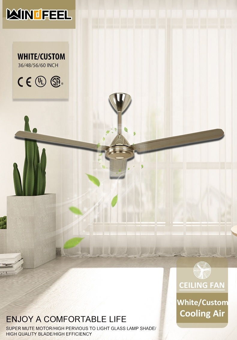 High Quality Fandelier Nickel Silver Design LED Fancy 220V 7 feet metal balde gold color ceiling fan with Light