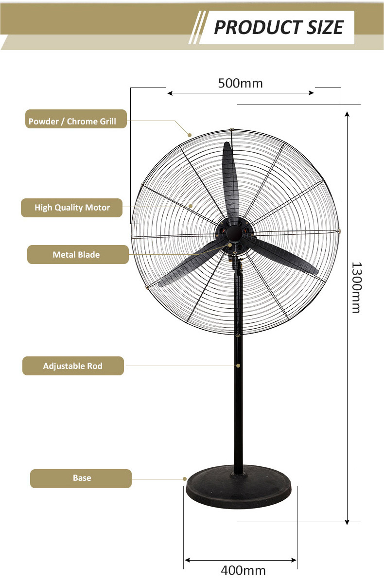 Cheap price 20 inch heavy duty OX industrial stand fan Powerful 24 26 30 inch strong wind stander industrial fan