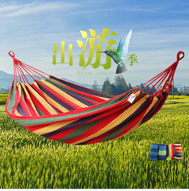 Amazon's Best-selling Outdoor Hammock Anti Rollover Single and Double Camping Beach Indoor Swing Canvas Hammock