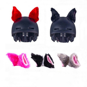 Lovely Plush Cat Ears Motorcycle Ornaments Decoration Electric Motorbike Cycling Helmet Styling Stickers wear Univer