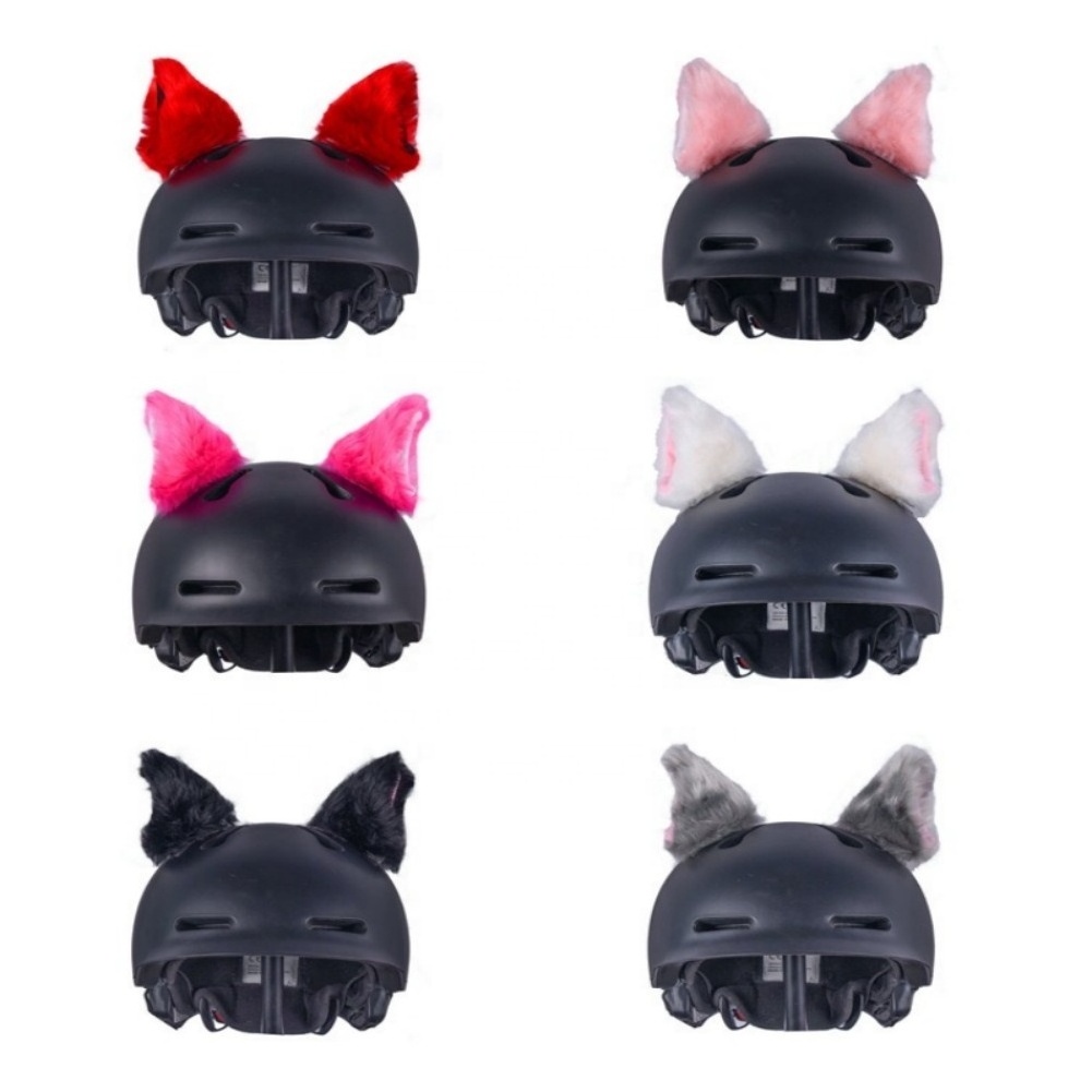 Lovely Plush Cat Ears Motorcycle Ornaments Decoration Electric Motorbike Cycling Helmet Styling Stickers wear Univer