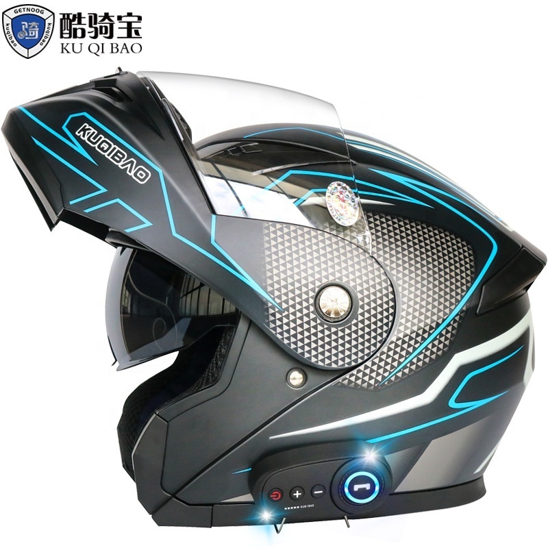 Kuqibao Anti-fog Double Lens Uncovered Helmet Motorcycle Bluetooth Helmet Windproof and Dustproof Safety Helmet with FM