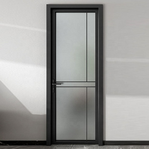 Modern aluminum frosted glass bathroom doors swing style tempered glass bathroom shower door